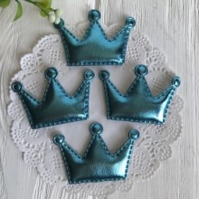 Аппликация/патч, корона (экокожа), 3,6 х 3,8 см, бирюзовый, упаковка 20 шт.