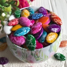 Бусина овальная с разводами, цветной микс, упаковка 500 г