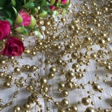 Бусины на леске, 3-8 мм, золото, упаковка 40 нитей