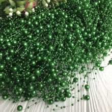 Бусины на леске, 3-8 мм, зеленые, упаковка 40 нитей
