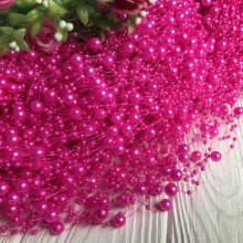 Бусины на леске, 3-8 мм, малиновые, упаковка 40 нитей