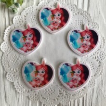 Кабошон Enchantimals, 3,5 см, сердце с кроликом, упаковка 25 шт.