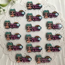 Кабошон Lol с надписью, 2,5х1,5 см, Miss you, упаковка 25 шт.