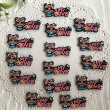Кабошон Lol с надписью, 2,5х1,5 см, My love, упаковка 25 шт.