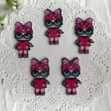 Кабошон Lol со стразами, 3,5 см, в пальто малиновом, упаковка 25 шт.