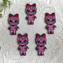 Кабошон Lol со стразами, 3,5 см, в пальто розовом, упаковка 25 шт.