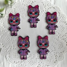 Кабошон Lol со стразами, 3,5 см, в пальто фиолетовом, упаковка 25 шт.