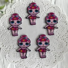 Кабошон Lol со стразами, 3,5 см, в шортах малиновых и с гулькой, упаковка 25 шт.