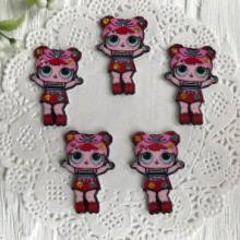 Кабошон Lol со стразами, 3,5 см, в шортах красных и с хвостиками, упаковка 25 шт.