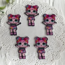 Кабошон Lol со стразами, 3,5 см, в шортах розовых и с хвостиками, упаковка 25 шт.