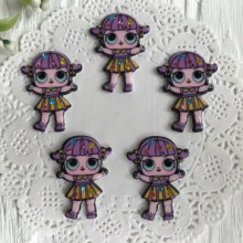 Кабошон Lol со стразами, 3,5 см, в полосатом платье фиолетовом, упаковка 25 шт.
