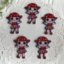 Кабошон Lol со стразами, 3,5 см, в полосатом платье красном, упаковка 25 шт.