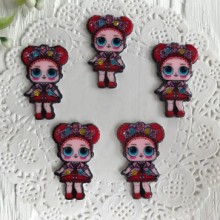 Кабошон Lol со стразами, 3,5 см, в платье красном и венке, упаковка 25 шт.