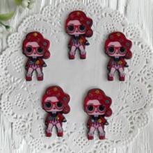 Кабошон Lol со стразами, 3,5 см, Lol-рокер в красном, упаковка 25 шт.