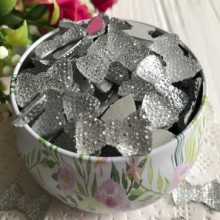 Серединка бантик блеск, 12х20 мм, серебро, упаковка 1000 шт.