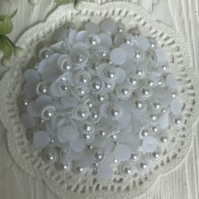 Серединка круг ромашка, 13 мм, белый, Большая Упаковка 500 г