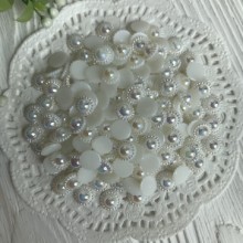 Серединка круг ромашка (перламутр), 11 мм, молочный, упаковка 250 грам