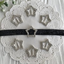 Серединка для бантика со стразами (пряжка), 22 мм, звездочка, упаковка 25 шт.