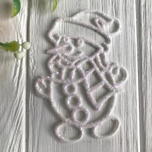 Снеговик, 10х7 см, белый с перламутром, упаковка 10 шт.