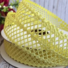 Кружевная лента сеточка, 2 см, желтый, рулон 20 м