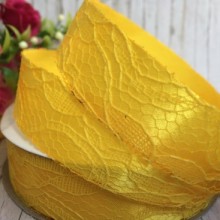 Атлас 2,5 см, кружево, темно-желтый, рулон 17,5 м