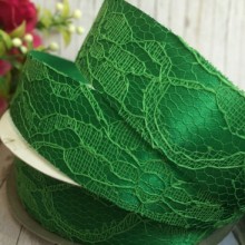 Атлас 2,5 см, кружево, зеленый, рулон 17,5 м