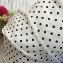 Лента джинс горох, 4 см, бело-черный, рулон 17,5 м