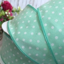 Лента джинс горох, 4 см, мятный, рулон 17,5 м