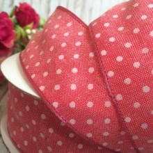 Лента джинс горох, 4 см, коралловый, рулон 17,5 м