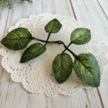 Листики розы на веточке (маленький), зеленый, упаковка 100 шт.