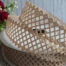 Кружевная лента сеточка, 2 см, капучино, рулон 20 м