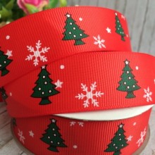 Репс 2,5 см, елочки new, красный, рулон 23 м