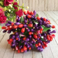 Веточка MIX, фиолетово-кораловая, упаковка 144 шт.