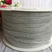 Парча 0,3 см, серебро, рулон 229 м