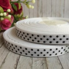 Репс 1 см горох, бело-черный, 23 м в рулоне