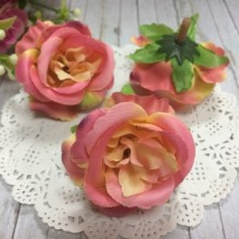 Бутон розы тканевый, 5 см, коралово-желтый, упаковка 20 шт.