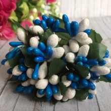 Веточка Wow, белый перламурт с темно-бирюзовым, упаковка 12 пучков