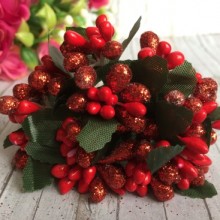 Веточка Wow, красный перламурт с красным, упаковка 12 пучков