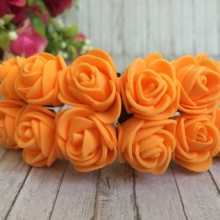 Роза 2,2 см, оранжевая, упаковка 12 пучков (144 шт.)