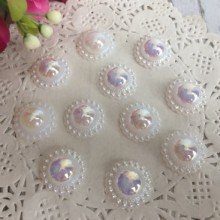 Серединка круг ромашка большая (перламутр), 16 мм, белый, упаковка 250 грам