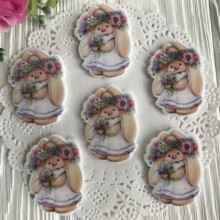 Кабошон Зайка, 3,9 см, в венке, упаковка 20 шт.