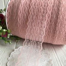 Кружево цветочек, 4,5 см, персиковое, (не стрейчевое), бобина 270 м