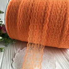 Кружево цветочек, 4,5 см, оранжевое, (не стрейчевое), бобина 270 м