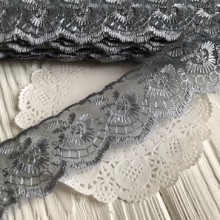 Кружево яблочко, 4,5 см, серый, рулон 9 м