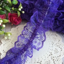 Кружево-рюша с резинкой, 4 см, фиолетовое, моток 18 м