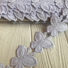 Кружево макраме бабочка (ВХ458), 5,7 см, белое, рулон 9 метров