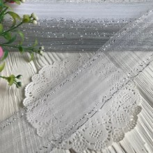 Регилин (гофра), 4 см, белый с серебряным кантом, рулон 23 м