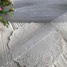 Регилин, 2 см, белый с серебряным кантом, рулон 23 м