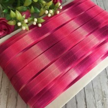 Бейка стрейчевая, 1,5 см, розово-малиновый омбре, рулон 28 м