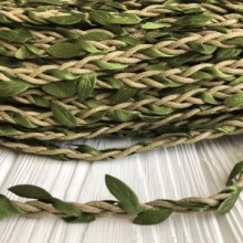 Шнур декоративный с листочками, 0,7 см, кофейный, моток 50 м